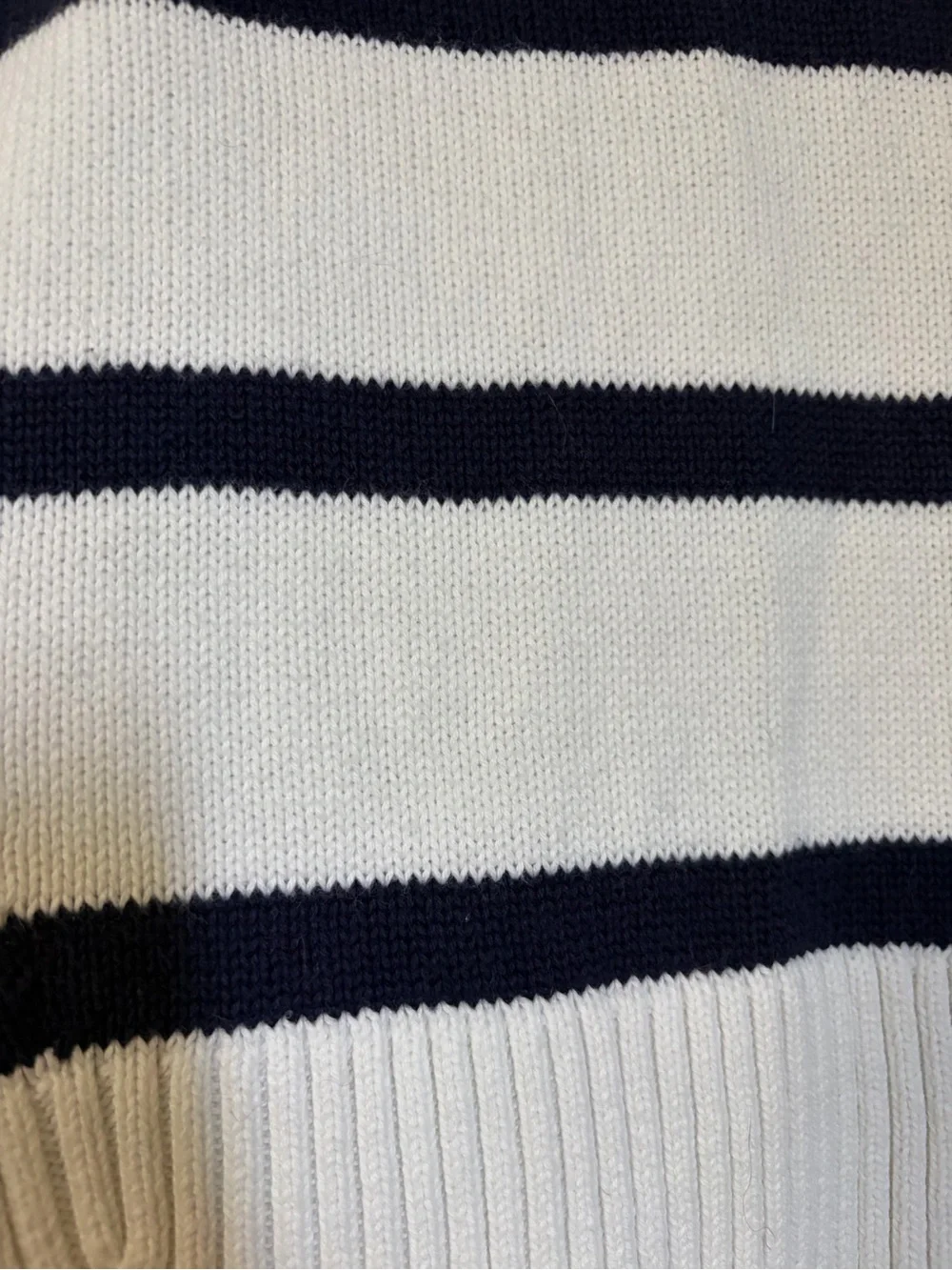 GAP White & Navy Striped Mockneck Sweater